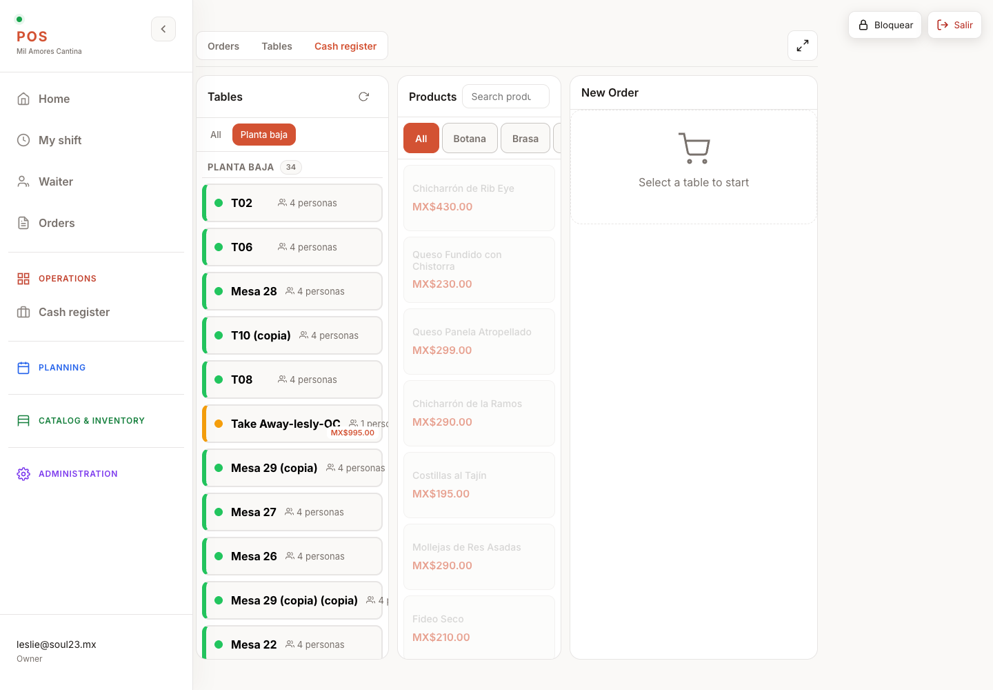 Menú QR del cliente